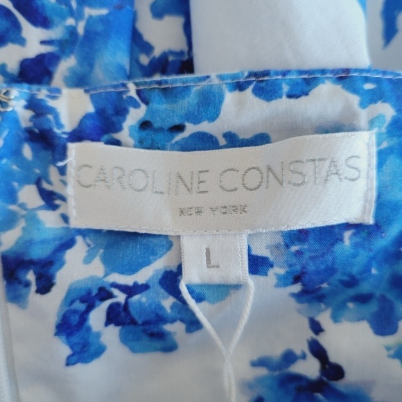 Caroline Constas White and Blue Floral Brie Mini Dress - Picture 5 of 12